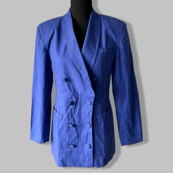 Vintage 81st & Park Linen Blend Blazer in Royal Blue - Picture 1 of 12